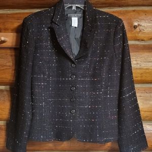 Harris Wallace SzLg Vintage black checkered coat
